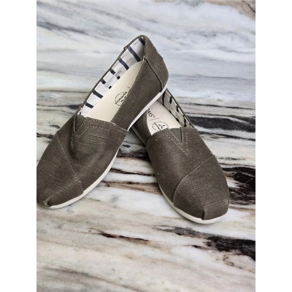 TOMS Alpargata Casual Shoes‎ Womens 7.5 Military Olive Heritage Canvas Slip On